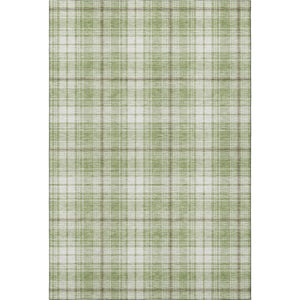 HomeRoots 8' X 10' Artichoke Green & Ivory Plaid Washable Area Rug with UV Protection for Home Style & Durability 678201