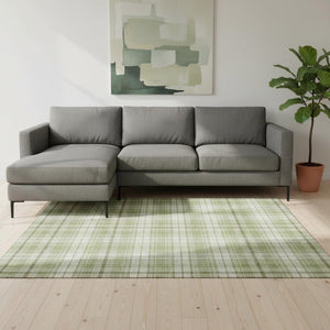 HomeRoots 10' Artichoke Green & Ivory Plaid Washable Area Rug – Durable, UV Protected, Perfect for Busy Homes 678203