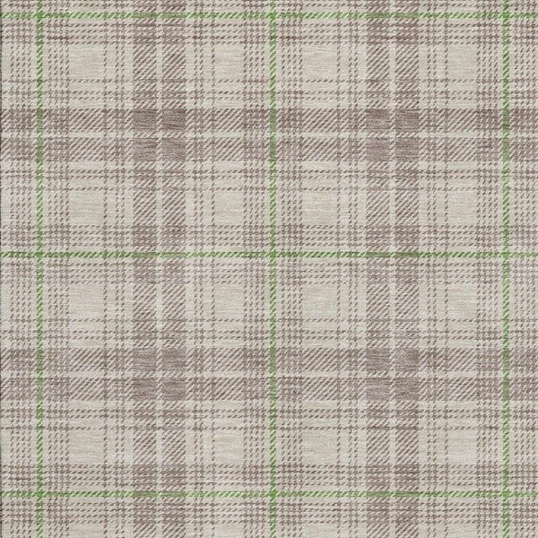 HomeRoots 8' X 10' Beige Green Tan Plaid Washable Area Rug - UV Protected, Durable, Easy-Care Classic Style 678207