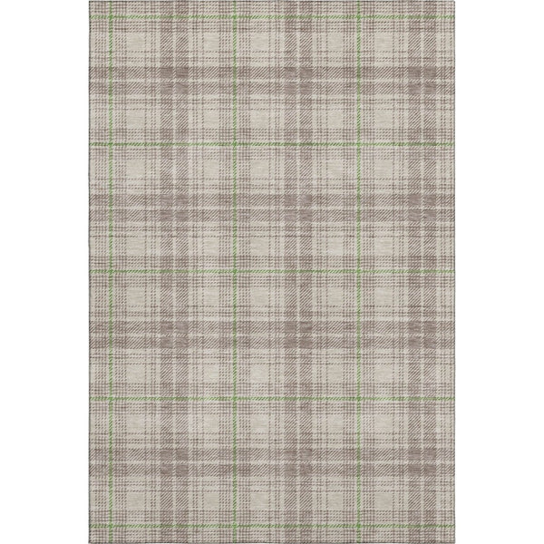 HomeRoots 9' X 12' Beige Green and Tan Plaid Area Rug – Durable, Washable, UV Protected for Busy Homes 678208