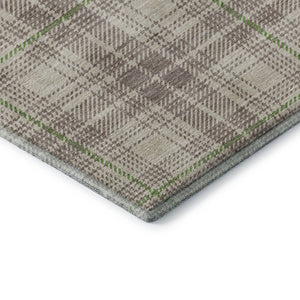 HomeRoots 9' X 12' Beige Green and Tan Plaid Area Rug – Durable, Washable, UV Protected for Busy Homes 678208