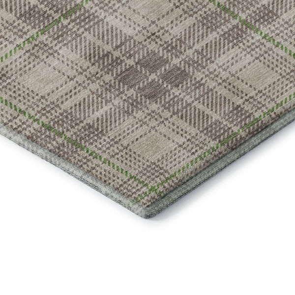 HomeRoots 9' X 12' Beige Green and Tan Plaid Area Rug – Durable, Washable, UV Protected for Busy Homes 678208