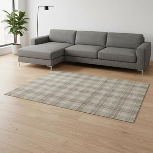 HomeRoots 10' X 14' Beige Green Tan Plaid Washable Area Rug - UV Protected, Durable, Perfect for Any Space! 678209