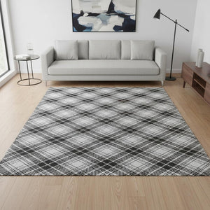 HomeRoots 5' X 8' Plaid Area Rug in Black, Red & Ivory - Washable, Durable, UV-Protected for Busy Homes 678211