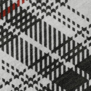 HomeRoots 9' X 12' Black Red Ivory Plaid Washable Area Rug – Durable, UV-Protected, Perfect for High-Traffic Homes! 678214