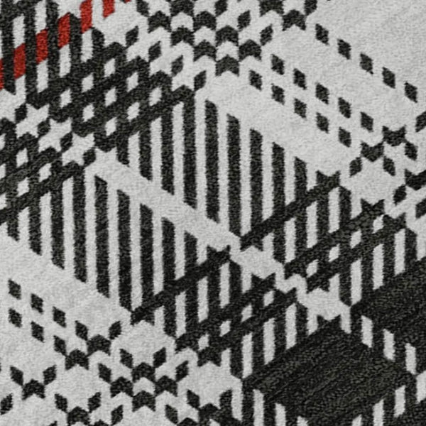 HomeRoots 9' X 12' Black Red Ivory Plaid Washable Area Rug – Durable, UV-Protected, Perfect for High-Traffic Homes! 678214