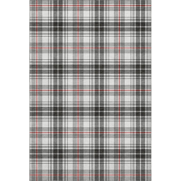 HomeRoots 10' Washable Black Red Ivory Plaid Area Rug - Durable, UV-Protected, Perfect for Large Spaces! 678215