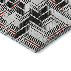 HomeRoots 10' Washable Black Red Ivory Plaid Area Rug - Durable, UV-Protected, Perfect for Large Spaces! 678215