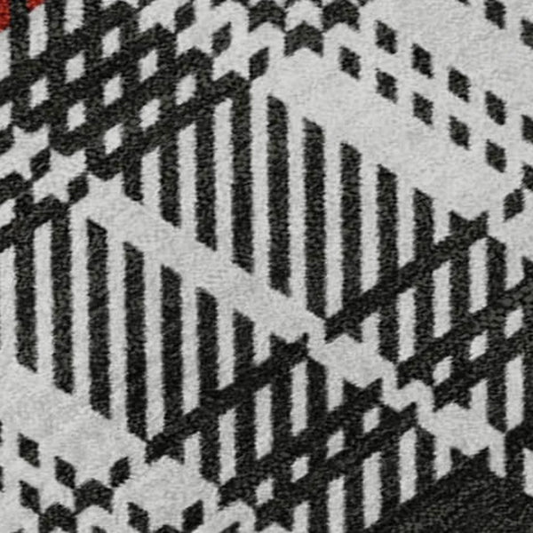 HomeRoots 10' Washable Black Red Ivory Plaid Area Rug - Durable, UV-Protected, Perfect for Large Spaces! 678215