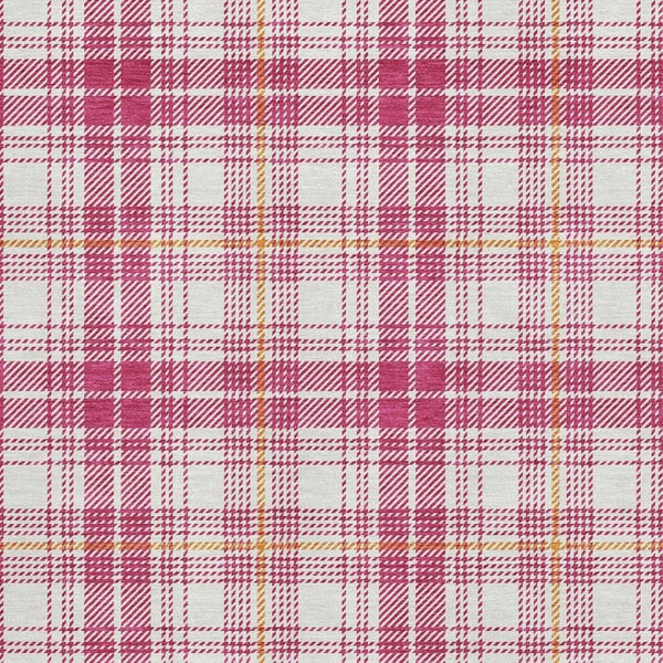 HomeRoots 8' X 10' Blush Ivory & Orange Plaid Washable Area Rug - Stain-Resistant, UV Protected, and Stylish! 678219