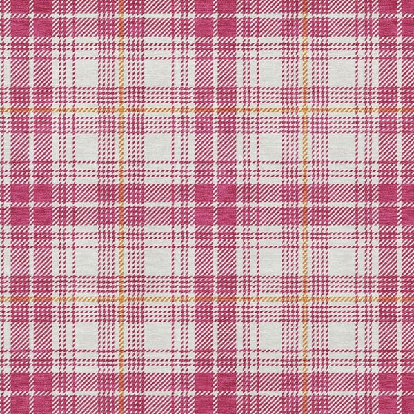 HomeRoots 9' X 12' Blush Ivory Orange Plaid Washable Area Rug – Durable, UV-Protected, Stylish for Any Space! 678220