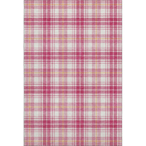 HomeRoots 10' X 14' Washable Blush Ivory Orange Plaid Area Rug with UV Protection for Stylish Living Spaces 678221