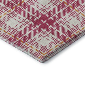 HomeRoots 10' X 14' Washable Blush Ivory Orange Plaid Area Rug with UV Protection for Stylish Living Spaces 678221