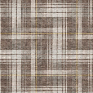 HomeRoots 9' X 12' Brown Ivory & Gold Plaid Area Rug - Durable, Washable, UV-Protected for Homes with Kids & Pets 678226