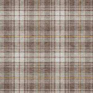 HomeRoots 10' Washable Brown, Ivory & Gold Plaid Area Rug with UV Protection for Stylish Living Spaces & Durability 678227