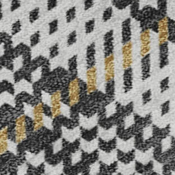 HomeRoots 5' X 8' Charcoal Ivory Gold Plaid Washable Area Rug with UV Protection for Stylish Comfort & Durability 678229