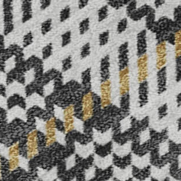 HomeRoots 8' X 10' Stylish Charcoal Ivory Gold Plaid Area Rug - Washable, UV Protected, Stain Resistant Decor 678231