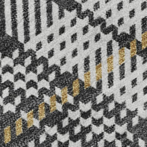 HomeRoots 8' X 10' Stylish Charcoal Ivory Gold Plaid Area Rug - Washable, UV Protected, Stain Resistant Decor 678231