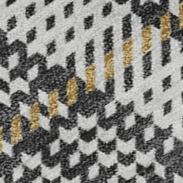 HomeRoots 9' X 12' Charcoal Ivory Gold Plaid Washable Area Rug with UV Protection for Homes with Kids & Pets 678232