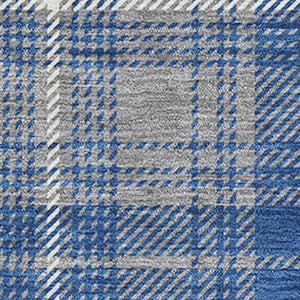 HomeRoots 5' Stylish Gray Blue Ivory Plaid Washable Area Rug with UV Protection for High-Traffic Homes 678235