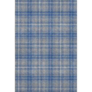 HomeRoots 9' X 12' Stylish Gray Blue Ivory Plaid Area Rug – Washable, Stain-Resistant & UV Protected for Homes 678238