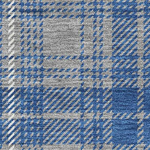 HomeRoots 9' X 12' Stylish Gray Blue Ivory Plaid Area Rug – Washable, Stain-Resistant & UV Protected for Homes 678238