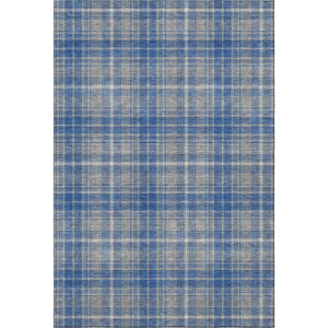 HomeRoots 10' Gray Blue & Ivory Plaid Washable Area Rug - Stain Resistant, UV Protected, Perfect for Families! 678239