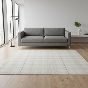 HomeRoots 5' X 8' Ivory Brown Beige Plaid Washable Area Rug - Durable, Stylish, UV-Protected for Busy Homes 678241