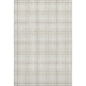 HomeRoots 5' X 8' Ivory Brown Beige Plaid Washable Area Rug - Durable, Stylish, UV-Protected for Busy Homes 678241