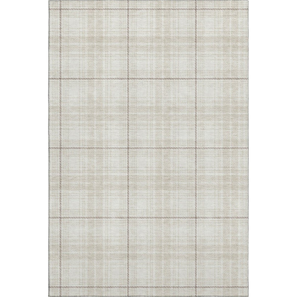 HomeRoots 5' X 8' Ivory Brown Beige Plaid Washable Area Rug - Durable, Stylish, UV-Protected for Busy Homes 678241