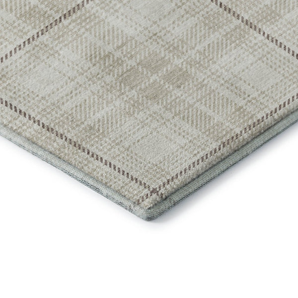 HomeRoots 5' X 8' Ivory Brown Beige Plaid Washable Area Rug - Durable, Stylish, UV-Protected for Busy Homes 678241