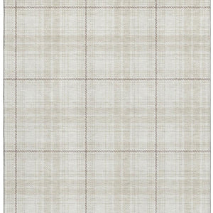 HomeRoots 5' X 8' Ivory Brown Beige Plaid Washable Area Rug - Durable, Stylish, UV-Protected for Busy Homes 678241