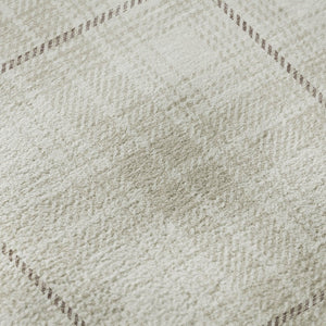 HomeRoots 8' Washable Round Rug in Ivory Brown Beige Plaid – Durable, Stain-Resistant, UV Protected, Stylish! 678242