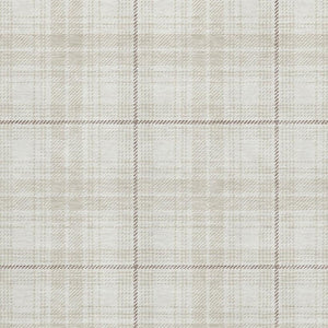HomeRoots 8' X 10' Ivory Brown & Beige Plaid Area Rug - Washable, UV Protected, Durable for High-Traffic Homes 678243