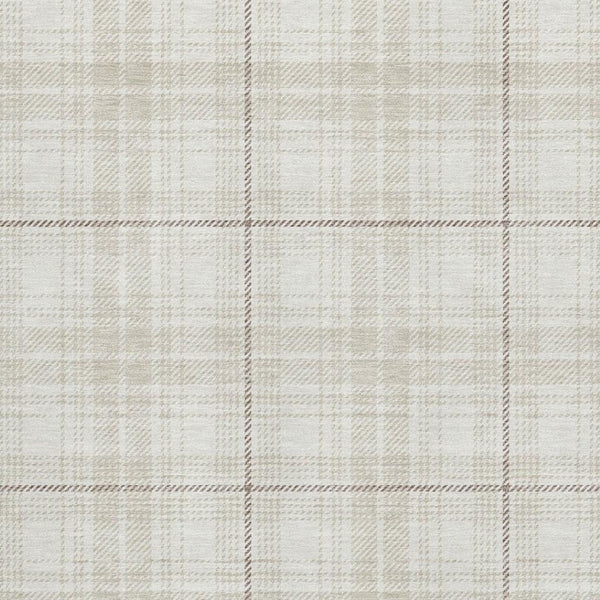 HomeRoots 8' X 10' Ivory Brown & Beige Plaid Area Rug - Washable, UV Protected, Durable for High-Traffic Homes 678243