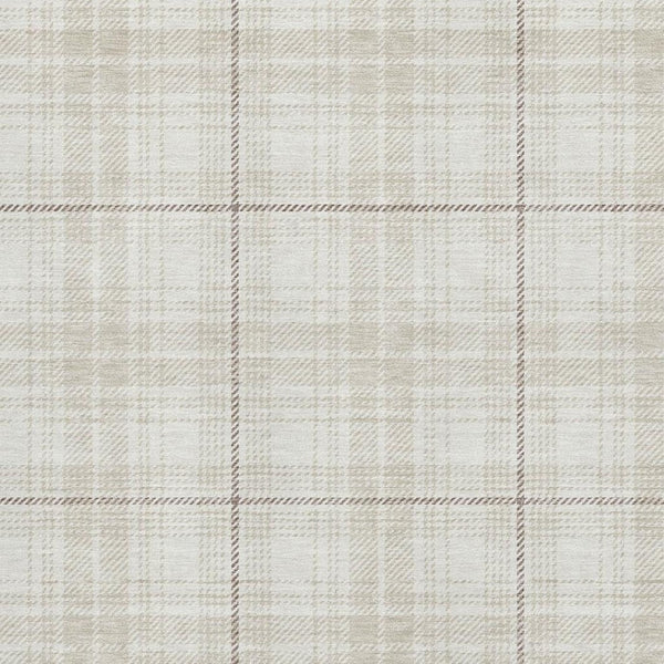 HomeRoots 10' Washable Ivory Brown & Beige Plaid Area Rug - Stain Resistant, UV Protected for Cozy Living Spaces 678245