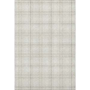 HomeRoots 10' Washable Ivory Brown & Beige Plaid Area Rug - Stain Resistant, UV Protected for Cozy Living Spaces 678245