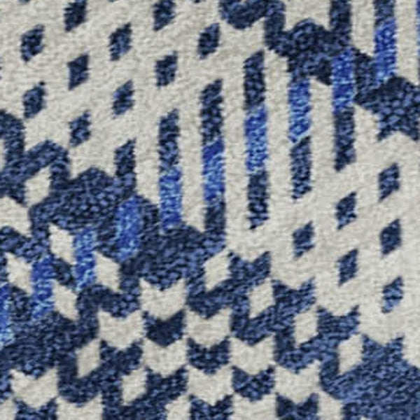 HomeRoots 8' X 10' Navy Blue & Ivory Plaid Washable Area Rug - UV Protected, Stain Resistant, Durable Design 678249