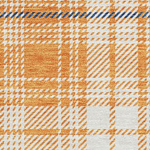HomeRoots 9' X 12' Orange Ivory Navy Blue Plaid Area Rug – Durable, Washable, UV-Protected for Stylish Spaces 678256