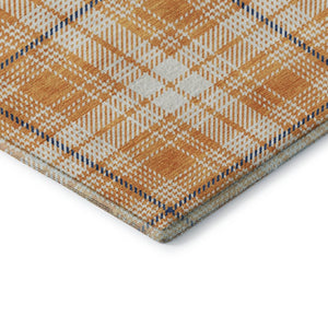 HomeRoots 10' Washable Plaid Area Rug in Orange, Ivory & Navy Blue - UV Protected, Stain Resistant & Durable 678257