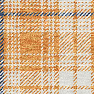 HomeRoots 10' Washable Plaid Area Rug in Orange, Ivory & Navy Blue - UV Protected, Stain Resistant & Durable 678257