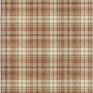 HomeRoots 8' X 10' Cozy Rust Beige Brown Plaid Area Rug - Durable, Stain Resistant, UV Protected for Homes 678261