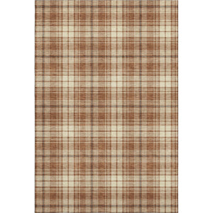 HomeRoots 10' X 14' Durable Rust Beige Brown Plaid Area Rug – Washable, UV Protected for Stylish Living Spaces 678263