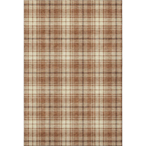 HomeRoots 10' X 14' Durable Rust Beige Brown Plaid Area Rug – Washable, UV Protected for Stylish Living Spaces 678263