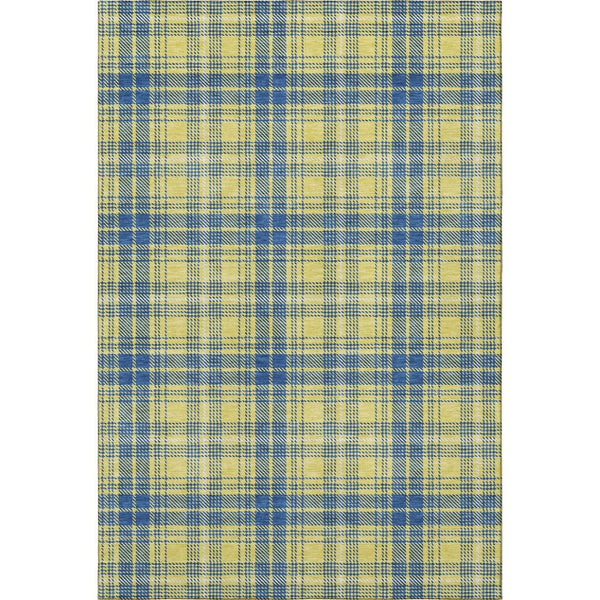 HomeRoots 8' X 10' Plaid Area Rug in Yellow, Ivory & Blue – Washable, UV-Protected, Perfect for Homes & Patios! 678267