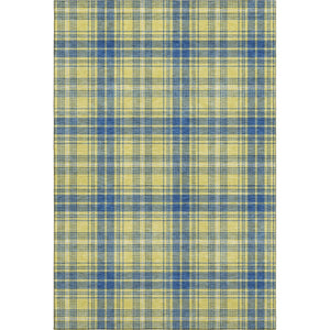 HomeRoots 9' X 12' Yellow Ivory Blue Plaid Washable Area Rug - Stain Resistant, UV Protected & Easy Care! 678268