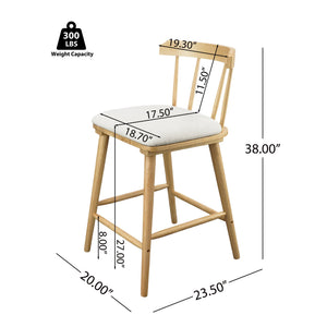 English Elm Christopher Knight Home® - Olivia Set Of 4 Windsor-Style Indoor Wooden Counter Stools With Beige Upholstery For Cozy Charm N775P346246N-S4