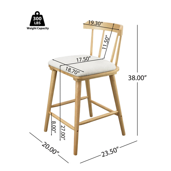 English Elm Christopher Knight Home® - Olivia Set Of 4 Windsor-Style Indoor Wooden Counter Stools With Beige Upholstery For Cozy Charm N775P346246N-S4