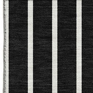 HomeRoots 10' X 14' Black Ivory & Gold Striped Washable Area Rug - Durable, Stylish, UV Protected for Homes 678275