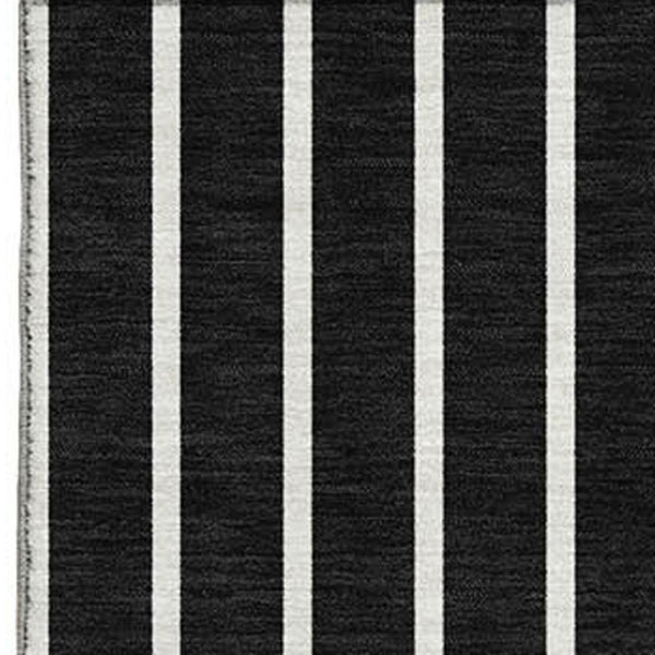 HomeRoots 10' X 14' Black Ivory & Gold Striped Washable Area Rug - Durable, Stylish, UV Protected for Homes 678275